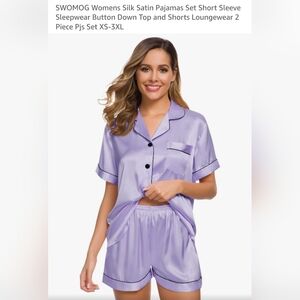 Women's Satin Pajama Set in Lavender